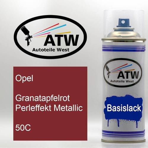 Opel, Granatapfelrot Perleffekt Metallic, 50C: 400ml Sprühdose, von ATW Autoteile West.